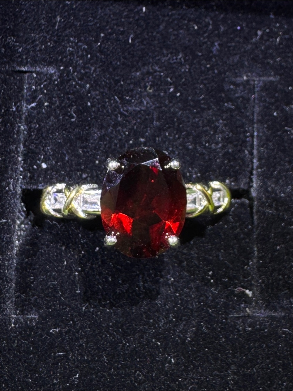 S925 Sterling Silver Crimson Garnet Adjustable  Ring